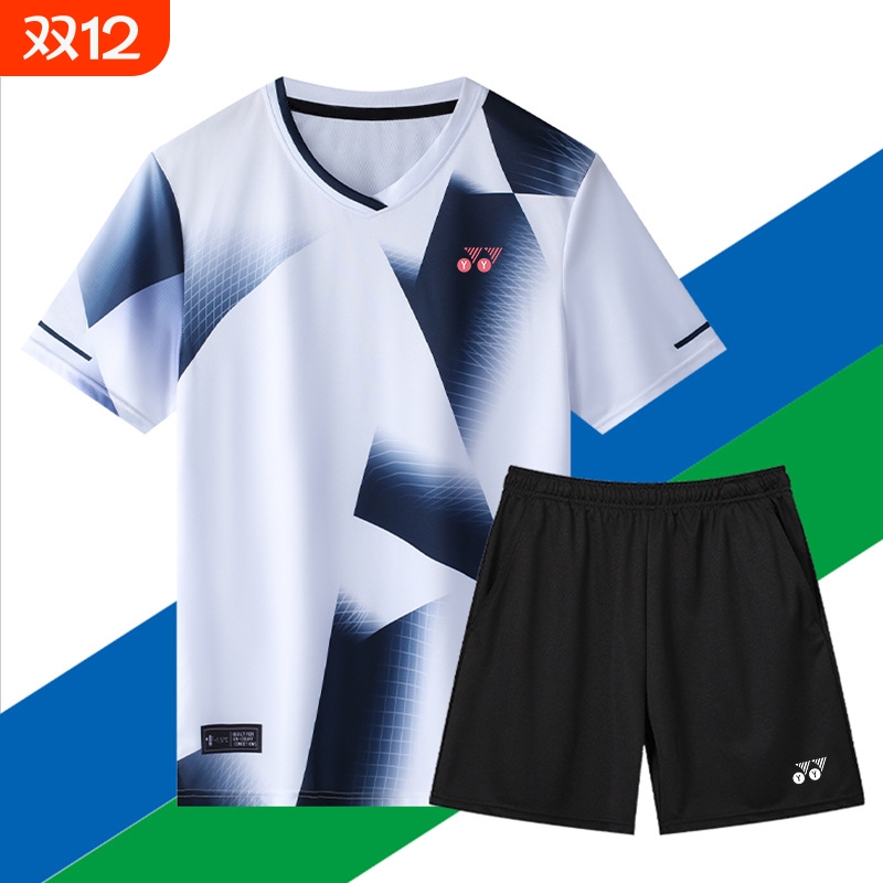 2025新款YY羽毛球服运动儿童短袖套装男女速干衣训练服排球乒乓球