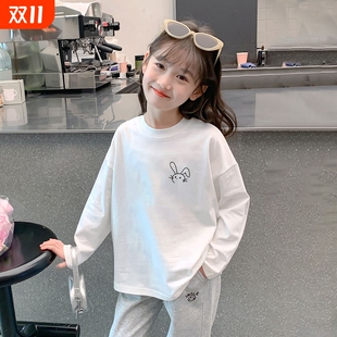 纯棉秋装 小女孩卡通上衣宝宝打底衫 T体恤 纯棉2025新款 女童t恤长袖