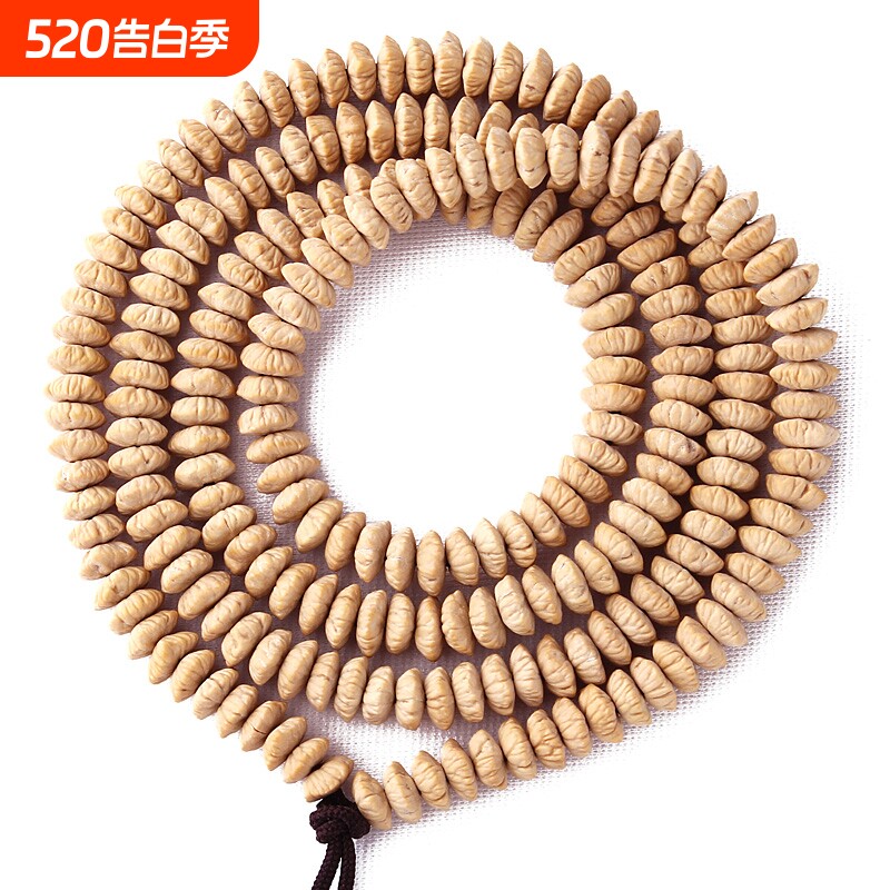 天然金叶莲花菩提籽佛珠项链配饰文玩念珠手串九华山金钱子菩提子