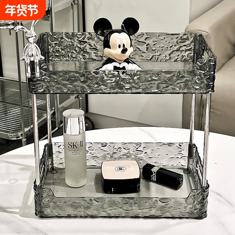 亚克力化妆品双层置物架 PET材质白色斜插透明晶化妆架梳妆台收纳,收纳整理,整理架/置物架/收纳架,淘宝优惠券,粉丝福利购,淘宝优惠卷