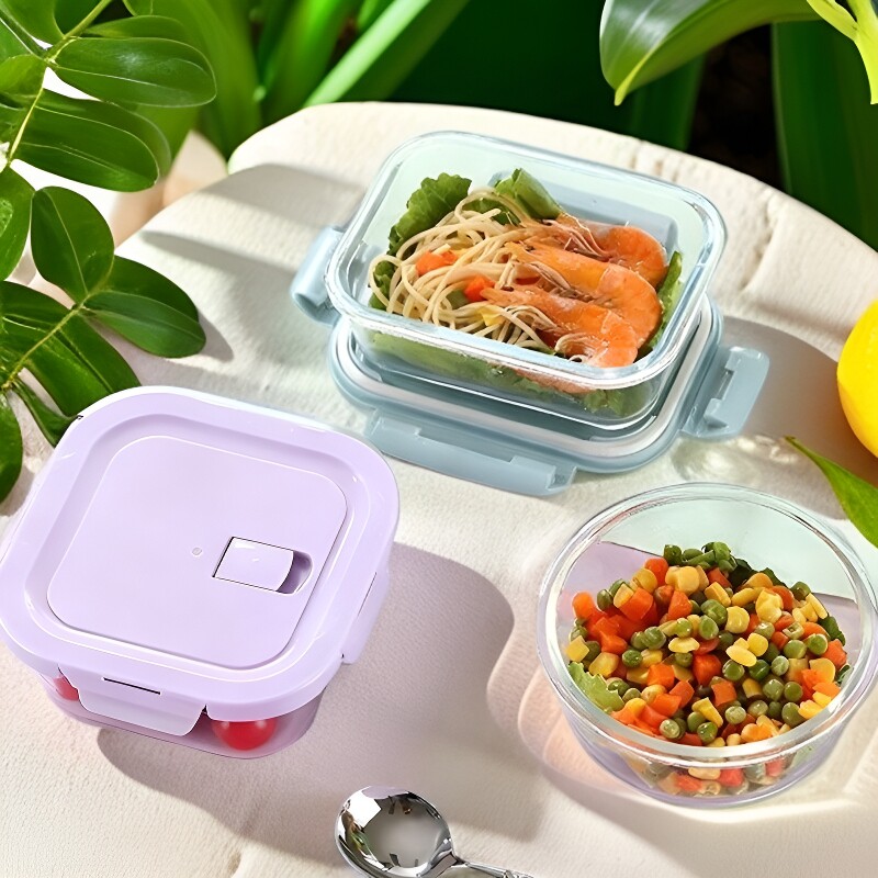 方形玻璃饭盒可微波炉加热专用上班族带饭装汤餐碗保鲜型便当带盖