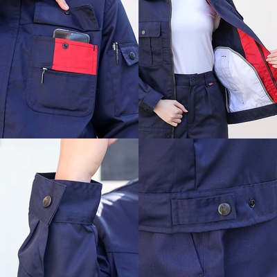 秋冬季长袖工作服套装男定拉链劳