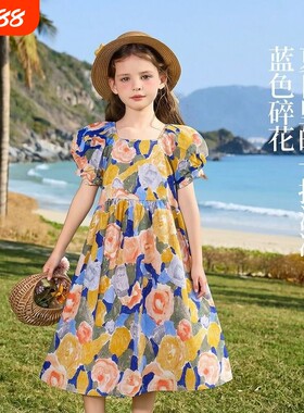女童超好看连衣裙2026夏季新款儿童小女孩绵绸泡泡袖裙子夏薄款