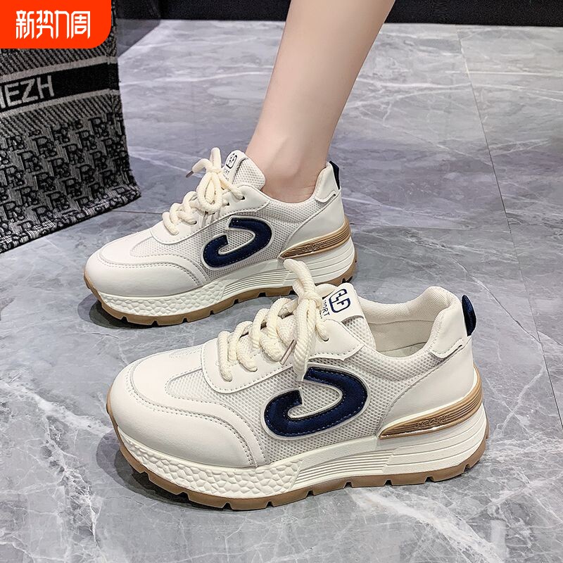 品牌断码老爹鞋女鞋子2026新款夏季春秋网鞋透气网面爆款厚底小白