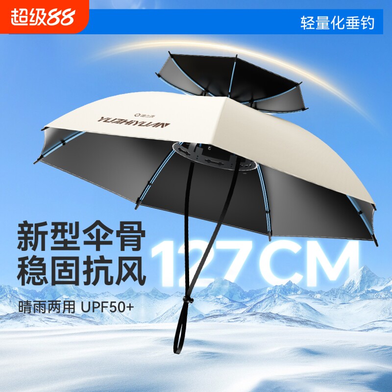 渔之源伞帽头戴式钓鱼伞头戴雨伞帽头顶雨伞斗笠雨伞钓鱼专用头伞