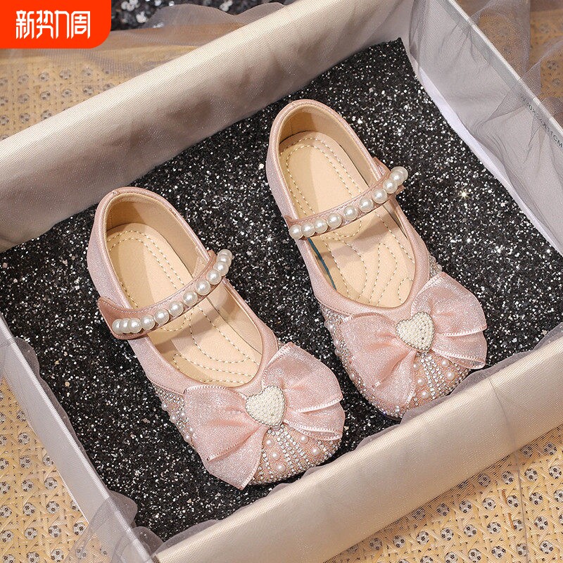 女童小皮鞋2026春秋季新款儿童鞋子宝宝单鞋小女孩软底水晶公主鞋