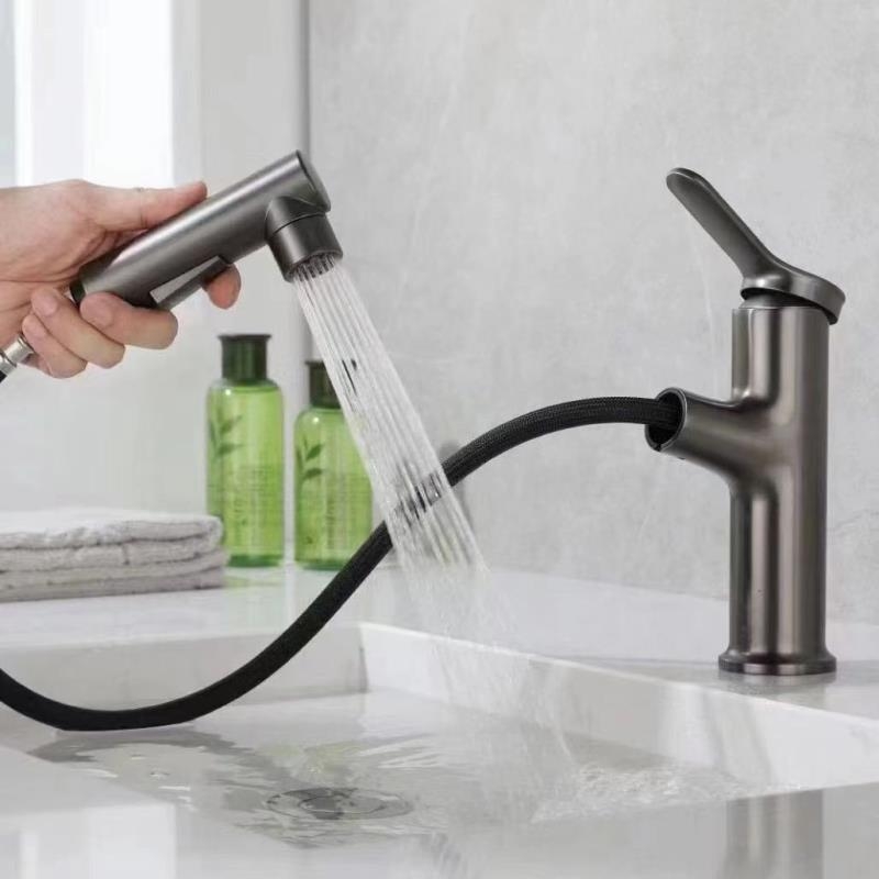 厂家批发浴室抽拉式脸盆水龙头家用卫生间冷热洗手面盆龙头延伸