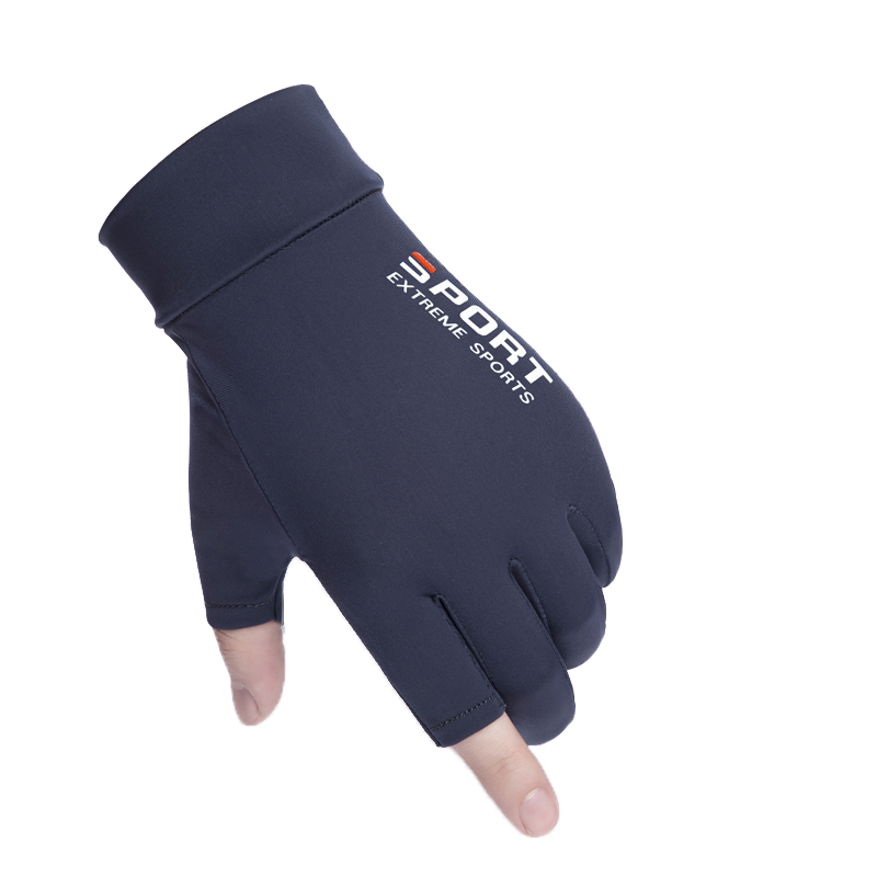 防晒手套男露指薄款冰丝开车漏二指路亚钓鱼半指夏季骑行骑车登山