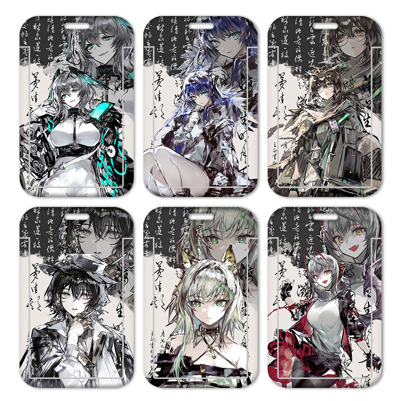 ARKNIGHTS TEXAS WATER MOON MUDSTONE 실버 그레이 카드 세트 쌀 카드 학생 캠퍼스 학교 카드 끈이있는 액세스 카드 양면