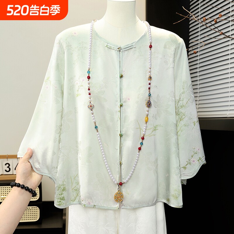 母亲节衣服妈妈洋气雪纺衫套装2026新款中老年女夏装中式国风上衣