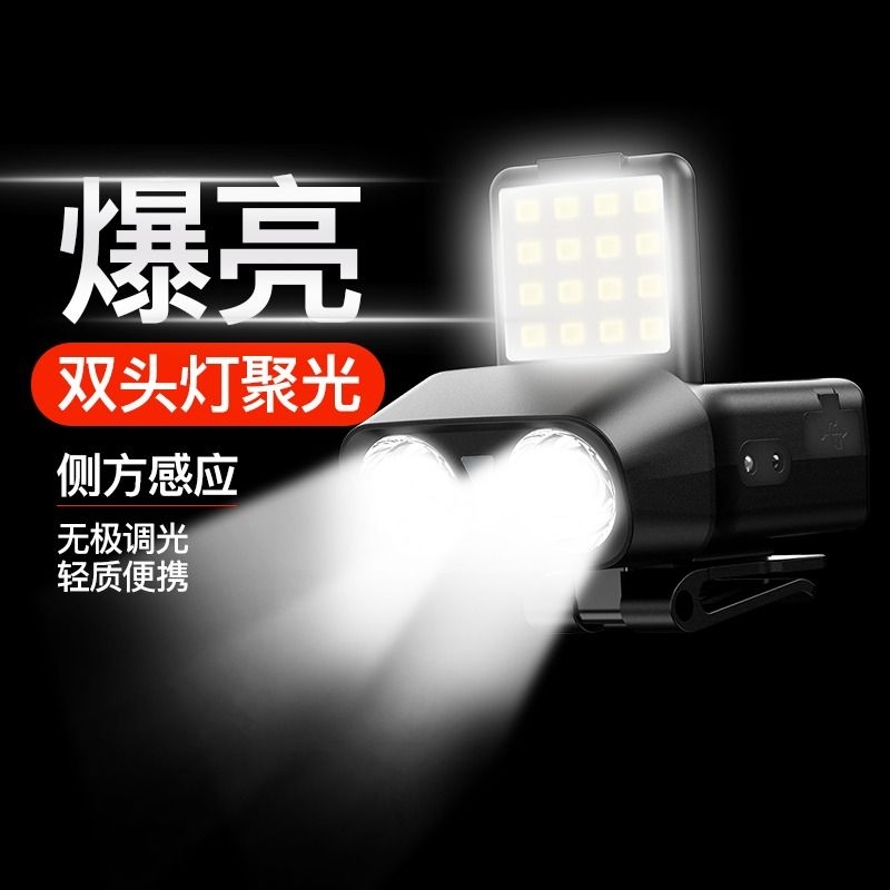头灯续航超长锂电强光充电超亮钓鱼专用夜钓灯感应猫头鹰头戴式