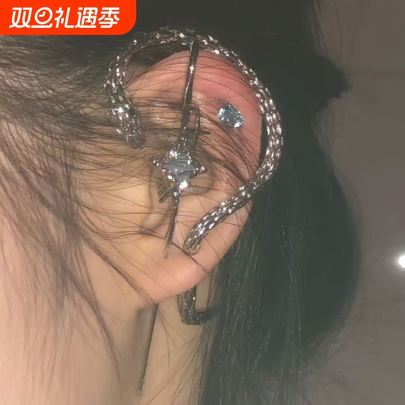 欧美夸张蛇形耳挂复古小众耳骨夹简约小蛇耳钉蛇耳环时尚耳夹高级