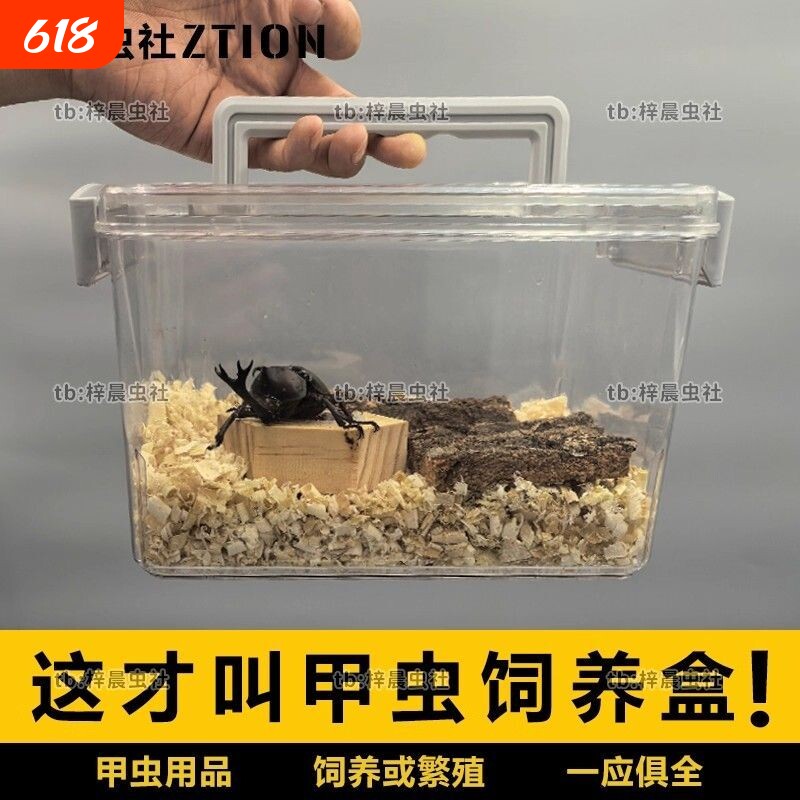 甲虫饲养箱独角仙锹甲专业爬虫箱兜虫可透气饲养盒幼虫产房爬宠箱
