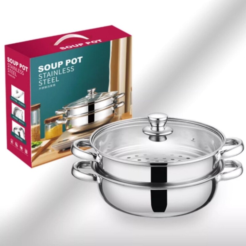 厂家直供不锈钢蒸锅双层三层汤蒸锅多用蒸火锅开业礼品28cm单层