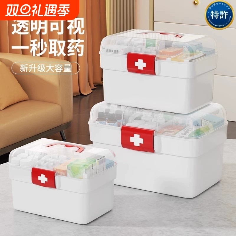 医药箱家庭装学生大容量医疗箱急救药物药品收纳盒家用小药箱手提
