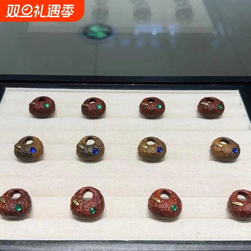 紫檀 沉香木镶嵌钱袋文玩配件手工diy手串手链时尚饰品配饰