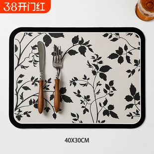 现代中古风餐桌垫PU皮革家用防水防油免洗耐高温高级感复古西餐垫