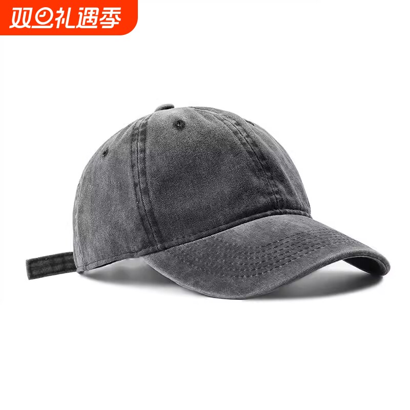 帽子男春夏水洗潮牌韩版复古牛仔做旧运动户外光板情侣鸭舌帽子女