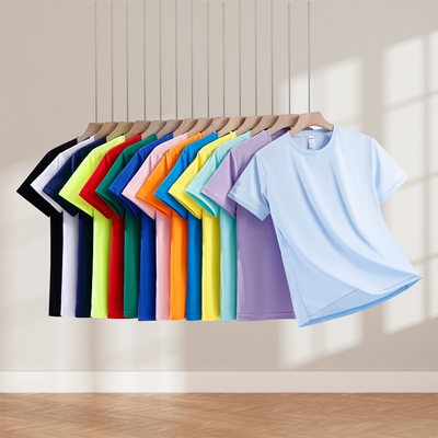 速干冰丝圆领短袖T恤文化衫透气5A抗菌半袖纯色亲肤上衣健身薄款