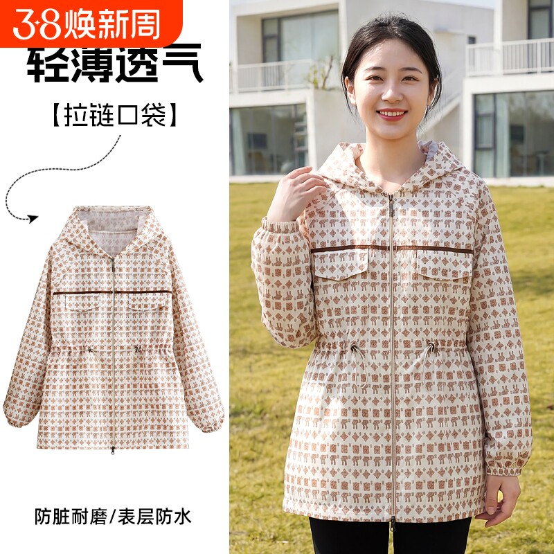 春秋薄款束腰韩版长袖围裙男女同款拉链罩衣时尚居家外穿工作服