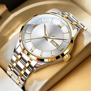 名牌 正品 男款 手表全自动非机械表钢带商务防水石英腕表高级感男士
