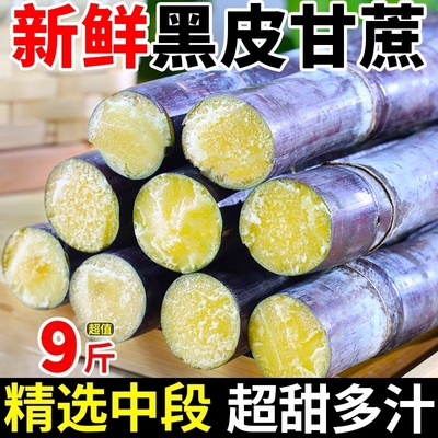 广西黑皮甘蔗脆甜多汁新鲜甜！