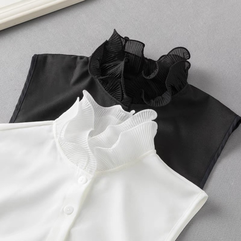 春秋冬季毛衣装饰假领子女百搭假领多功能衬衫假衣领黑白色荷叶边