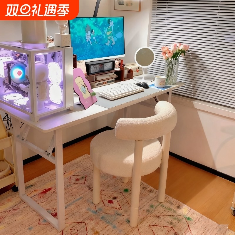 轻奢化妆椅卧室梳妆凳网红奶油风梳妆台椅子靠背圆凳现代简约餐椅