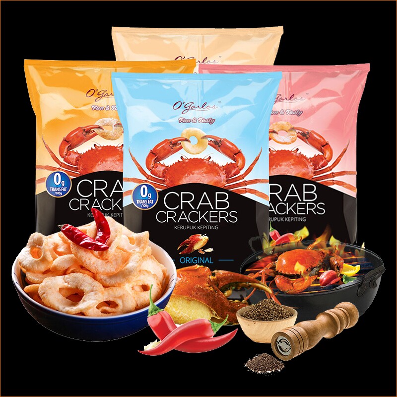 啪啪通印尼进口蟹片虾片薯片休闲食品烤蟹味零食小吃保质期办公室