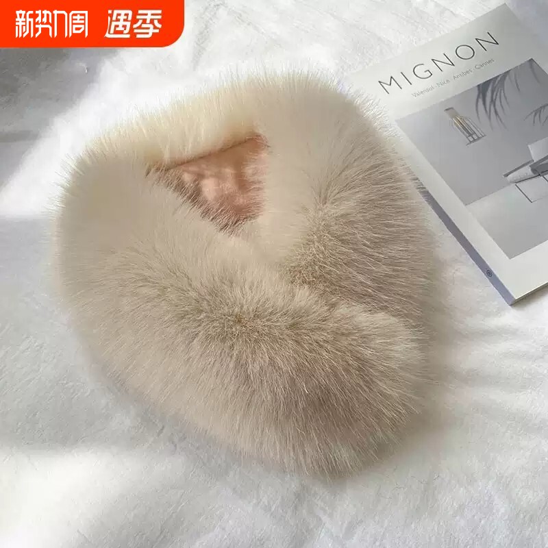 韩版狐狸毛围巾女秋冬百搭大毛球仿皮草毛领围脖磁铁吸扣毛毛围巾