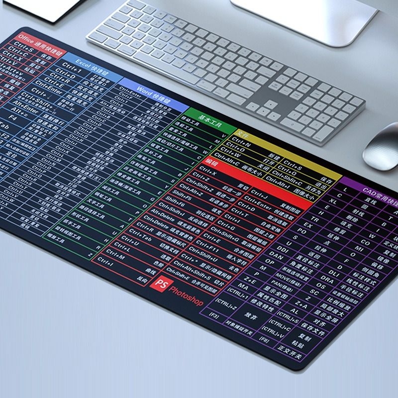 先机超大号鼠标垫cad办公快捷键大全ps电脑书桌垫子五笔字根桌面