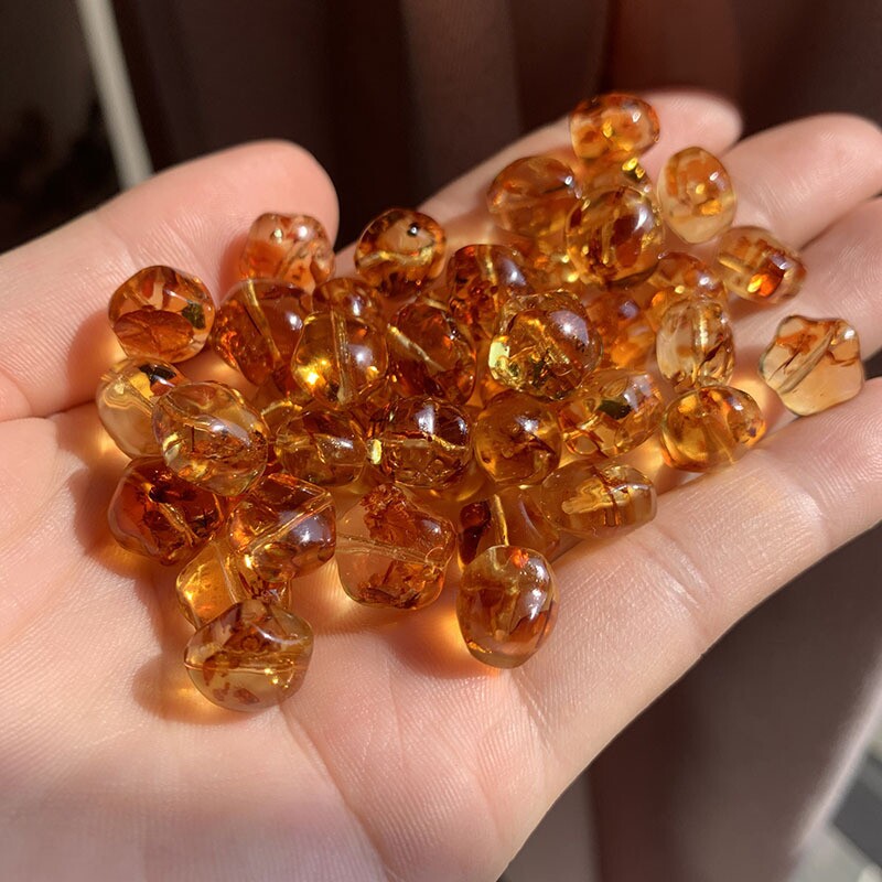 天然蜜蜡花珀星星琥珀蜜蜡散珠DIY手链手串配饰一件代发