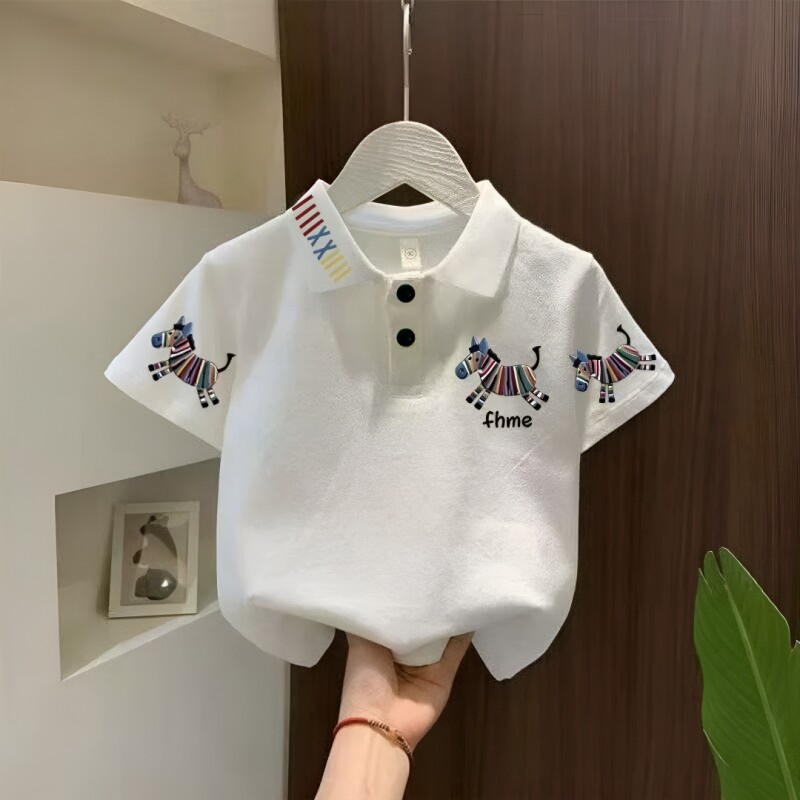 男女童纯棉仿刺绣翻领POLO衫										