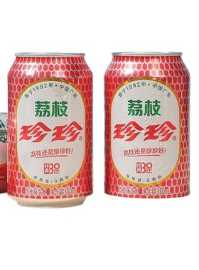 珍珍荔枝味汽水330ml 6瓶 24瓶整箱8090怀旧碳酸饮料