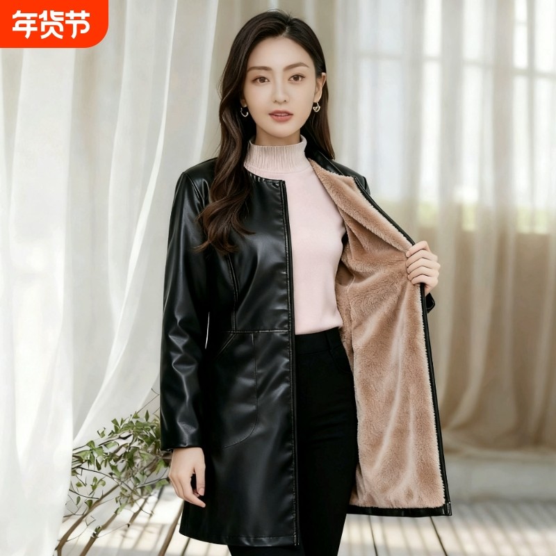 软皮女式罩衣秋冬加绒加厚PU皮中长款外套工作服长袖防水防油围裙,家庭/个人清洁工具,围裙,淘宝优惠券,粉丝福利购,淘宝优惠卷