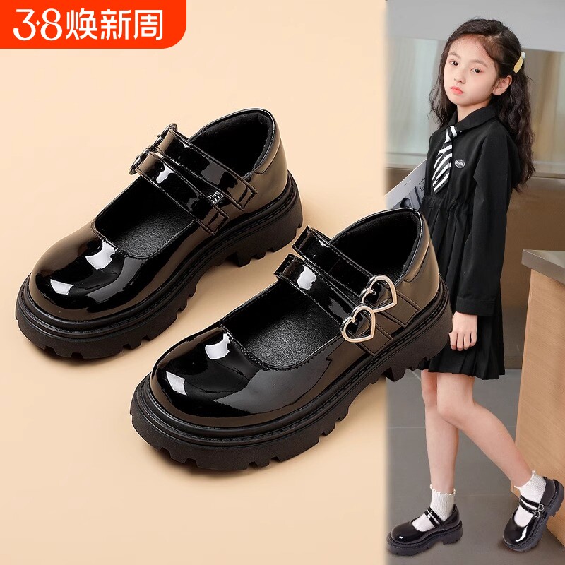 女童皮鞋2026春秋新款儿童演出鞋黑色舞蹈鞋公主鞋鞋子圆头学院风