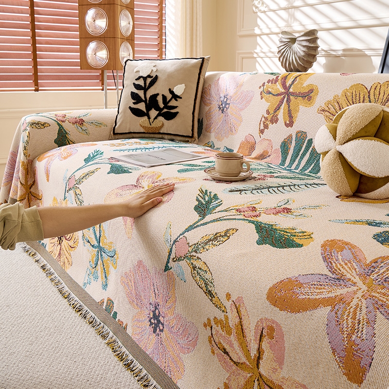 复古油画沙发巾美式雪尼尔沙发垫