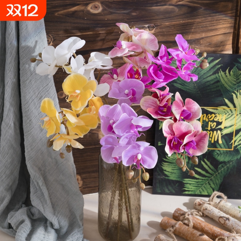 胶片蝴蝶兰插花仿真花植物盆景婚庆装饰品INS风家居玫瑰花MW18905