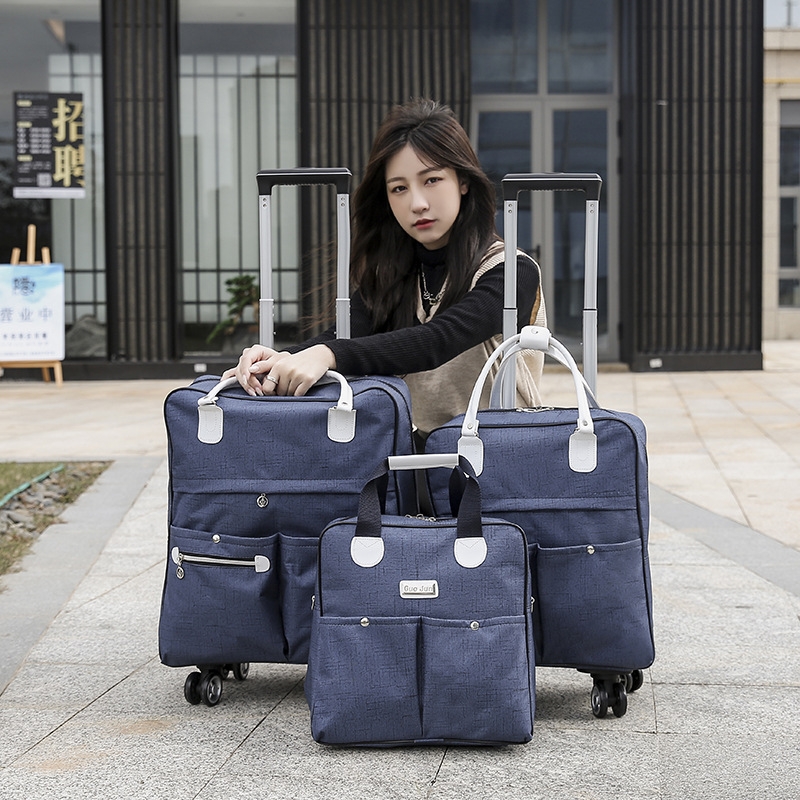 拉杆包新品女大容量行李包手提行李袋折叠旅行收纳袋万向轮印LOGO