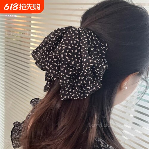 波点三层网纱蝴蝶结马尾夹