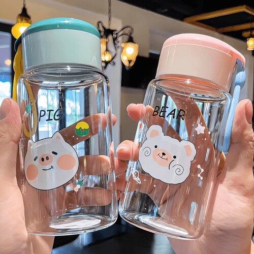 可爱小巧便携玻璃水杯