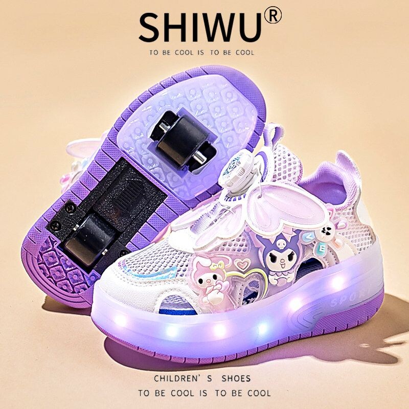 【幂琳】库洛米儿童滑轮鞋夏季2026新款女童溜冰鞋四轮单网运动旱