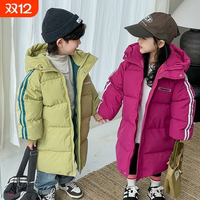 2025冬季新款儿童加厚棉服中长款男女童羽绒棉衣童装外套A147黑色