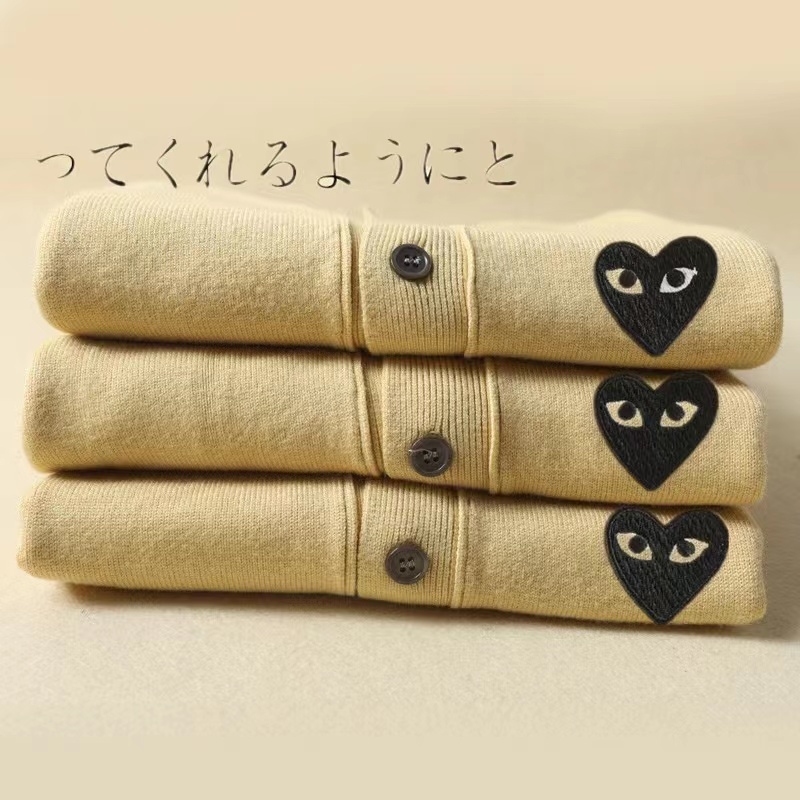 潮牌日系刺绣爱心针织衫PLAY红心毛衣儿童亲子外套春秋款羊毛上衣