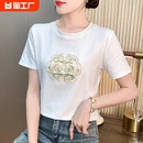 设计感T恤 新中式 t恤女夏季 刺绣盘扣短袖 新款 显瘦百搭国风上衣时尚