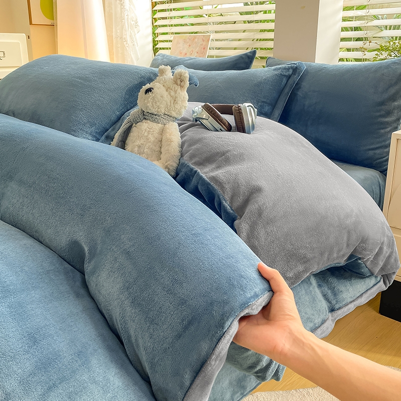 被套2025新加厚冬天珊瑚绒毛绒被罩加绒被单人学生床单纯色绒面
