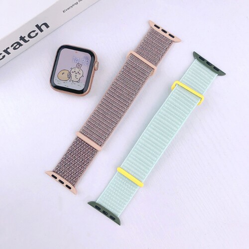 适用ApplewatchS11/S10手表带SE3/2/1苹果智能手表带Ultra3/2/1双节尼龙回环表带简约商务运动风