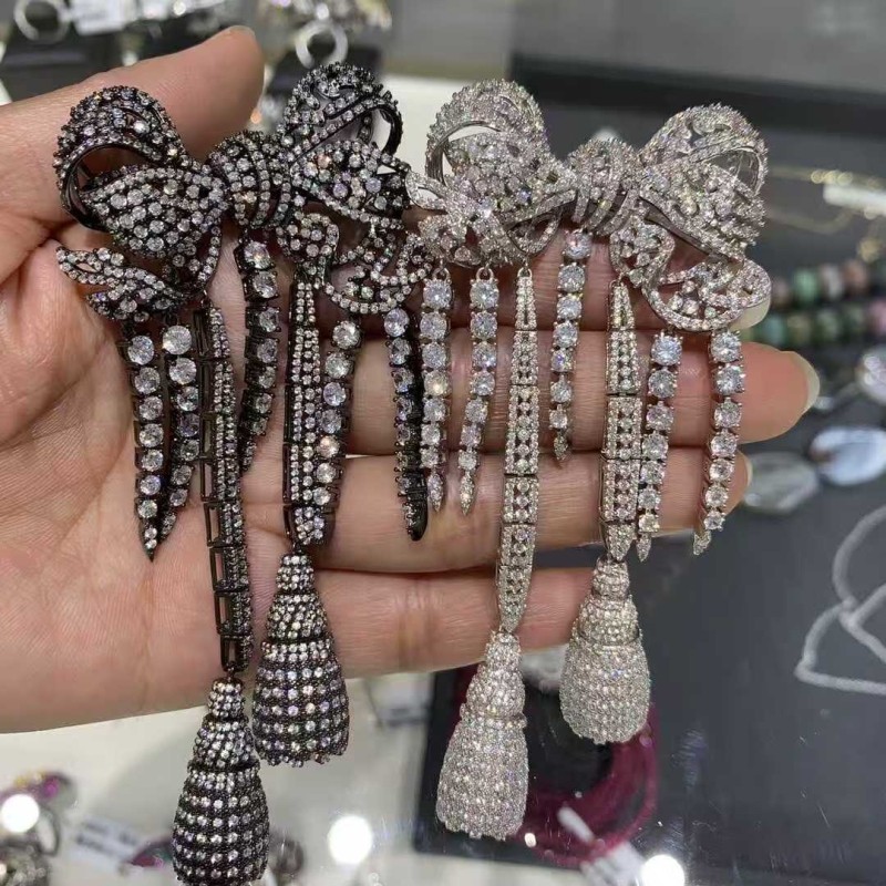 复古重工宫廷蝴蝶结流苏满钻胸针卢浮宫欧仁妮皇后同款 大衣配饰