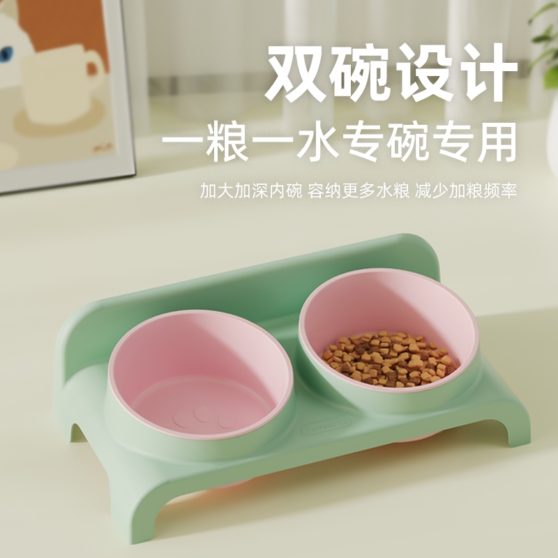 猫碗环保猫食盆猫咪饭碗双碗斜口狗狗碗喝水喂食碗保护颈椎防打翻