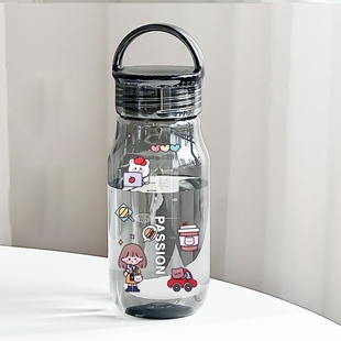 食品级水杯学生上学专用简约男女士高级感直饮便携带刻度塑料杯子